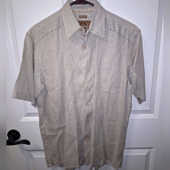 A Bruno Pure Linen short sleeve button-down men's shirt suze medium. - Picture 1 of 5
